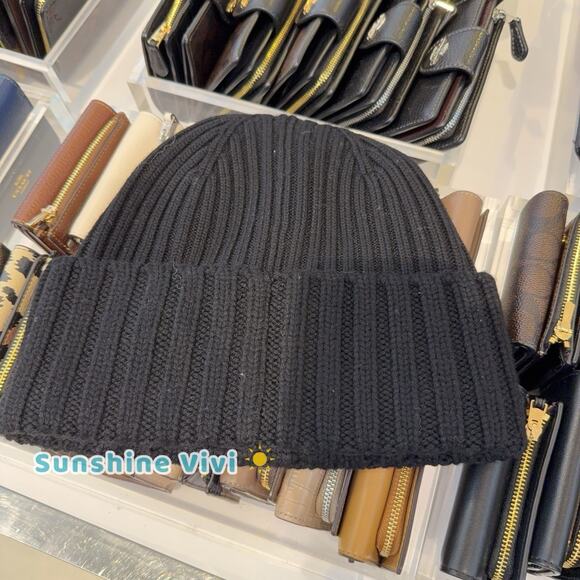 NWT Coach 1941 Embroidered Knit Beanie Wool CU806 Black Unisex One Size - Picture 5 of 8
